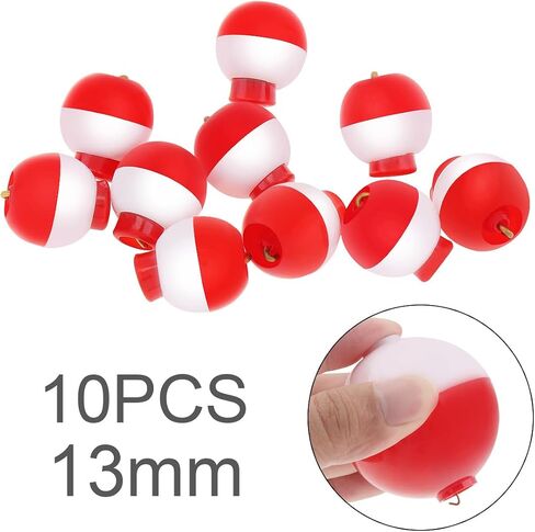 OriGlam 10pcs 13mm / 0.51inch Mini Fishing Snap-On Floats Bobbers Set, Fishing Float Push Button Round Buoy, Red and White Bobber Snap-on Floats in Saudi Arabia