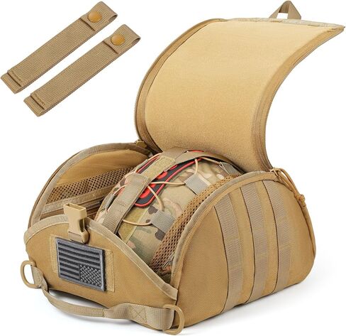 Tactical Helmet Bag Pack, Military Molle Pouch Multi-Purpose Carrying Storage Bag with USA Flag Patch & 2 PCS Molle Straps in Saudi Arabia