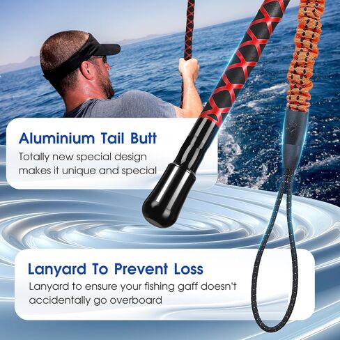 Fishing Gaff Saltwater Fish Gaff with S316 Stainless Steel Fishing Hook Carbon Fiber Fishing Gaff 4'8''/ 7' in Saudi Arabia