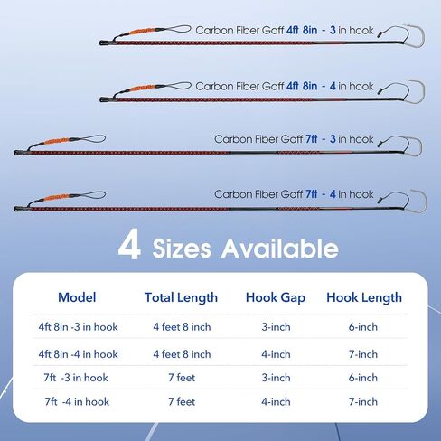 Fishing Gaff Saltwater Fish Gaff with S316 Stainless Steel Fishing Hook Carbon Fiber Fishing Gaff 4'8''/ 7' in Saudi Arabia
