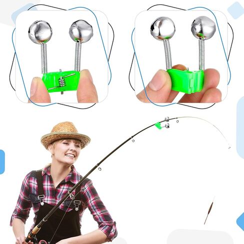 50 Pcs Plastic Fishing Bells Clips Fishing Rod Alarm with Dual Alert Bells and 2 Pcs Spiral Rod Holder Fishing Kit Heavy Duty Fishing Support Stand Holder Set in Saudi Arabia