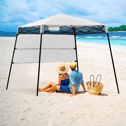 Fireflowery 7’ x 7’ Pop Up Canopy Tent, Portable Shelter Canopy w/Backpack, Outdoor Instant Canopy Tent, Lightweight & Compact for Hiking, Fishing, Camping, Picnic (7'x7' Base, 6'x6' top) in Saudi Arabia