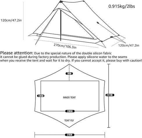 3FULGEAR Lanshan 2 Pro Tent 2 Person Ultralight Camping Tent, 3/4 Season Professional 20D Silnylon Rodless Tent for Camping, Climbing, Hiking in Saudi Arabia