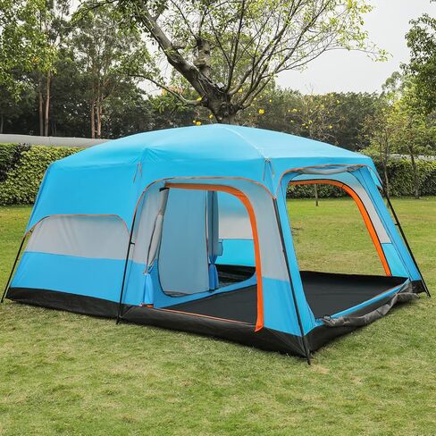 MoNiBloom 5-8 Person Tent for Camping Extra Large Portable Cabin Huge Tent, Waterproof Windproof 1 Living Room and 2 Bedroom 181''Length Tent with Carry Bag for Outdoor Picnic Family Gathering, Coffee in Saudi Arabia