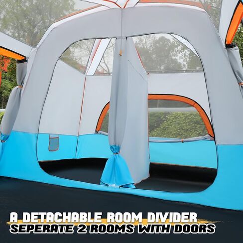 MoNiBloom 5-8 Person Tent for Camping Extra Large Portable Cabin Huge Tent, Waterproof Windproof 1 Living Room and 2 Bedroom 181''Length Tent with Carry Bag for Outdoor Picnic Family Gathering, Coffee in Saudi Arabia