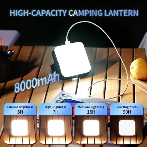 Solar Camping Lantern Rechargeable -1000LM 8000mAh Portable Tent Light, IP65 Waterproof Outdoor LED Flashlight for Hiking, Emergency, Camping Essential in Saudi Arabia
