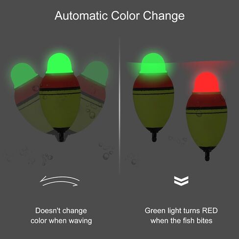 PATIKIL Lighted Fishing Slip Bobbers, EVA Green Red LED Light Fishing Float for Night Fishing in Saudi Arabia