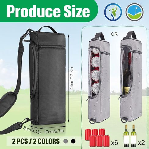 قطعتان من ملحقات الجولف لحقيبة تبريد الجولف من أجل مبرد البيرة المعزول الناعم الجوانب، 12 عبوة من العلب أو 4 زجاجات نبيذ لأنشطة الجولف الخارجية والحفاظ على المشروبات باردة لساعات، باللون الأسود والرمادي in Kuwait
