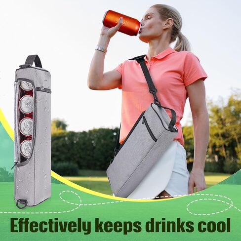 قطعتان من ملحقات الجولف لحقيبة تبريد الجولف من أجل مبرد البيرة المعزول الناعم الجوانب، 12 عبوة من العلب أو 4 زجاجات نبيذ لأنشطة الجولف الخارجية والحفاظ على المشروبات باردة لساعات، باللون الأسود والرمادي in Kuwait