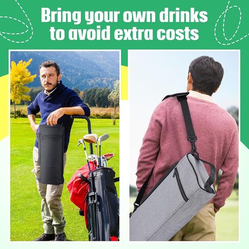 قطعتان من ملحقات الجولف لحقيبة تبريد الجولف من أجل مبرد البيرة المعزول الناعم الجوانب، 12 عبوة من العلب أو 4 زجاجات نبيذ لأنشطة الجولف الخارجية والحفاظ على المشروبات باردة لساعات، باللون الأسود والرمادي in Kuwait