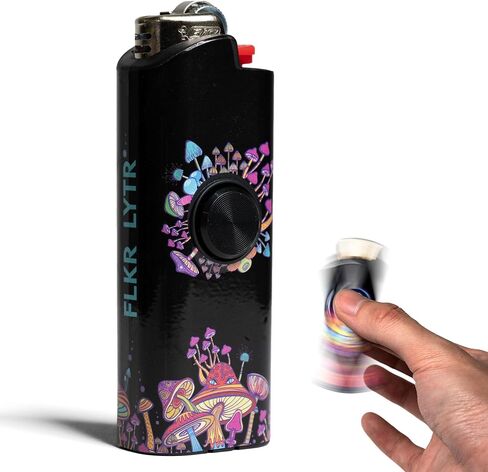 FLKR LYTR® Flicker Spinner Lighter Case - Multifunctional Case for EDC Enthusiasts. Durable, Pocket-Sized Gift for Adults with ADHD (Mushroom Small Design - Single) - for Standard BIC Lighters in Saudi Arabia