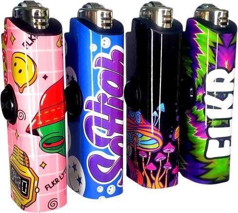 FLKR LYTR® Flicker Spinner Lighter Case - Multifunctional Case for EDC Enthusiasts. Durable, Pocket-Sized Gift for Adults with ADHD (Mushroom Small Design - Single) - for Standard BIC Lighters in Saudi Arabia