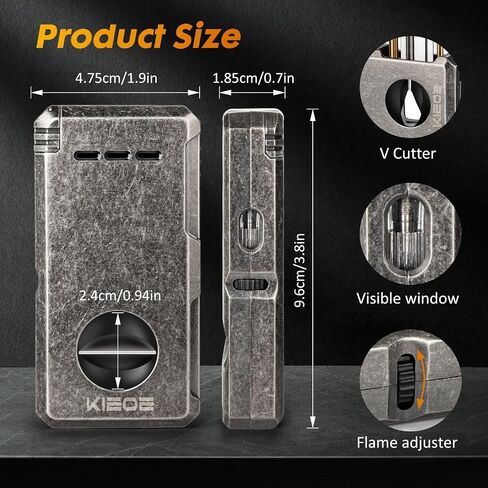 Torch Cigar Lighter,Double Butane Cigar Lighter with Cigar Punch Cigar Draw Enhancer Cigar Cutter V Cut,Windproof Adjustable Lighter for Smoking,Candle,Outdoor Cigar-Butane Not Inconcluded in Saudi Arabia