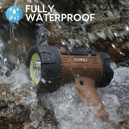 XINXI 1000,000 Lumens Rechargeable Spotlight with COB Floodlight, 6 Light Modes and USB Charger for Hiking, Boating, Hunting, IP67 Waterproof Handheld Flashlight with red Filter(BLUE) in Kuwait