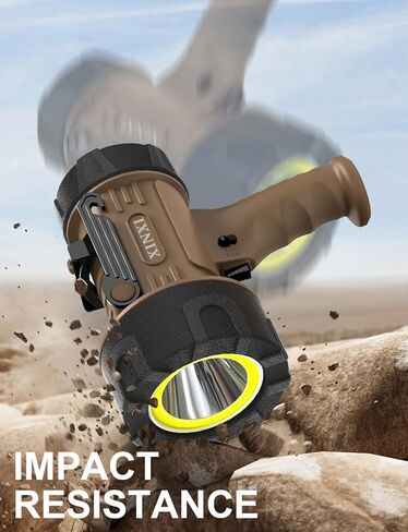 XINXI 1000,000 Lumens Rechargeable Spotlight with COB Floodlight, 6 Light Modes and USB Charger for Hiking, Boating, Hunting, IP67 Waterproof Handheld Flashlight with red Filter(BLUE) in Kuwait