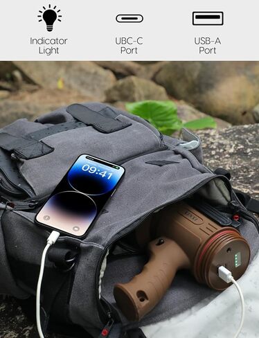 XINXI 1000,000 Lumens Rechargeable Spotlight with COB Floodlight, 6 Light Modes and USB Charger for Hiking, Boating, Hunting, IP67 Waterproof Handheld Flashlight with red Filter(BLUE) in Kuwait