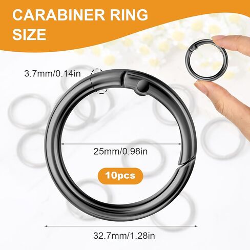 10 Pcs Black Key Ring,Key Ring Clip Zinc Alloy Key Rings Heavy Duty O Ring Clip Spring O Ring Key Rings Buckle for Car Keys Purses (1 Inch,Black) in Saudi Arabia