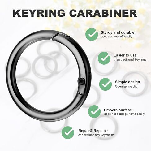10 Pcs Black Key Ring,Key Ring Clip Zinc Alloy Key Rings Heavy Duty O Ring Clip Spring O Ring Key Rings Buckle for Car Keys Purses (1 Inch,Black) in Saudi Arabia