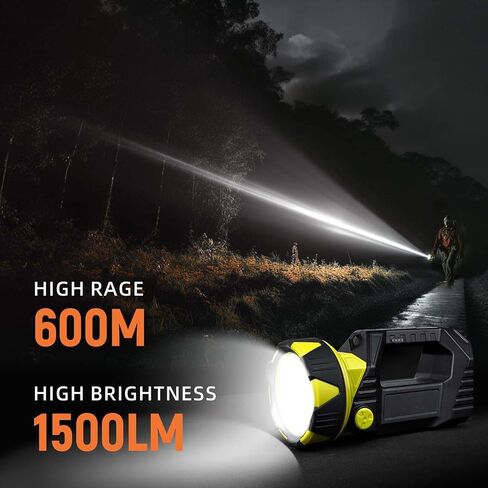 فانوس تخييم LED قابل لإعادة الشحن، 1500 لومن، 8 أوضاع إضاءة، مصباح يدوي 4800 مللي أمبير في الساعة مع رأس دوار 90 درجة، مصباح يدوي فانوس محمول للطوارئ والعواصف والانقطاع والصيد والمشي لمسافات طويلة in Saudi Arabia