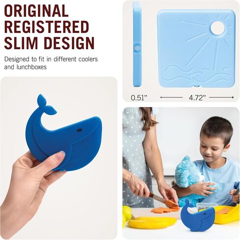 مجموعة Monkey Business Back To Cool Ice Pack، 4 عبوات ثلج قابلة لإعادة الاستخدام لصناديق الغداء وأكياس التبريد، حزمة ثلج ملونة قابلة لإعادة التعبئة للتخييم للأغذية (مجموعة الحوت) in Saudi Arabia
