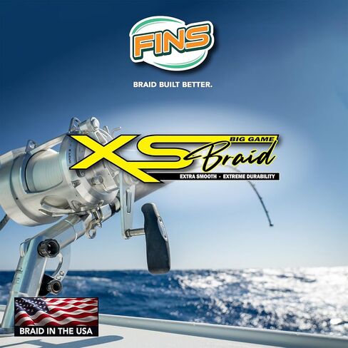 FINS XS Big Game Braid - USA Made - 8-End Round Abrasion Resistant Braided Fishing Line for Freshwater/Saltwater Trolling and Bottom Fishing - Green - 80 lb - 300 Yds in Saudi Arabia