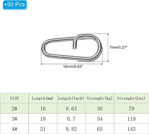 PATIKIL Fishing Snaps Clips Stainless Steel Oval Split Rings Fishing Fishing Tackle Quick Change for Freshwater Saltwater in Saudi Arabia