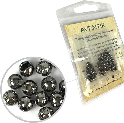Think Fast Think Deep Beads Aventik 100 قطعة من خرز التنغستن الماسي ذو الأوجه المشقوقة مواد ربط الذبابة 10 ألوان / 5 أحجام خطاف صيد السمك المنعكس ذو الأوجه (نيكل، 7/64 بوصة (3.0 مم)) in Kuwait