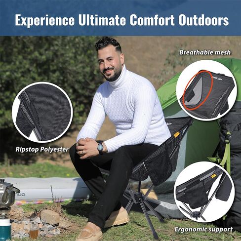 كرسي TREKOLOGY YIZI X1 المحمول القابل للطي - كرسي خفيف الوزن وصغير الحجم قابل للطي للبالغين - مثالي للتخييم والأنشطة الخارجية والسفر - لا يتطلب تجميعًا، كرسي تخييم صغير مع حقيبة حمل in Kuwait