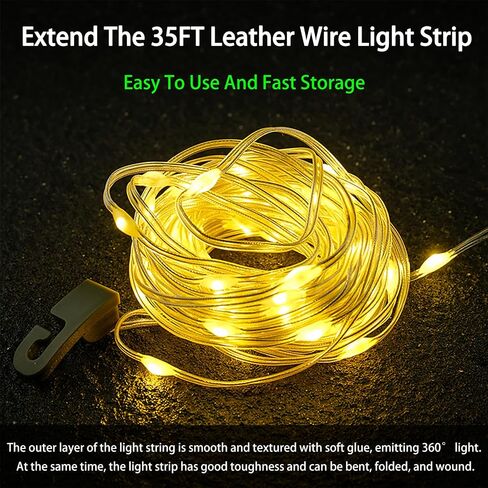 LED String Lights, Camping Lantern USB Rechargeable, 2 in 1 Portable Outdoor Light with 8 Lighting Modes, IP67 Waterproof, Camping Light for Tent, Party, Indoor Outdoor Decorating - Gray in Saudi Arabia