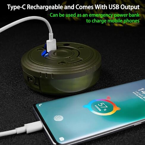 LED String Lights, Camping Lantern USB Rechargeable, 2 in 1 Portable Outdoor Light with 8 Lighting Modes, IP67 Waterproof, Camping Light for Tent, Party, Indoor Outdoor Decorating - Gray in Saudi Arabia
