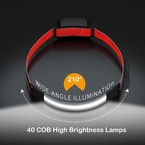 مصباح أمامي LED قابل لإعادة الشحن من WINDFIRE بإضاءة 210 درجة وشعاع عريض 5000 لومن فائق السطوع COB ضوء أمامي مع ضوء أحمر خلفي 3 أوضاع خفيف الوزن مقاوم للماء للمشي لمسافات طويلة والتخييم والجري in Saudi Arabia