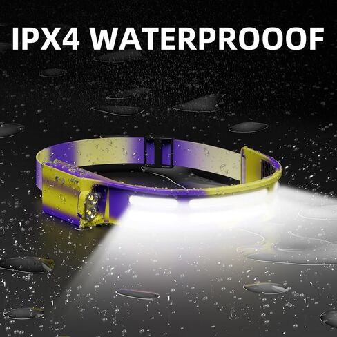 LED Headlamp, USB Rechargeable Head Lamp, 230° Wide Beam Motion Sensor Headlight, Super Bright Outdoor Waterproof Flashlight for Camping, Running, Repairing, Hiking, Fishing, Reading in Kuwait