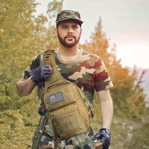 حقيبة ظهر بحمالة تكتيكية، حقيبة كتف عسكرية روفر مع رقعة العلم الأمريكي، حقيبة صدر كروس صغيرة EDC، حقيبة مجموعة مولي أسولت للرجال، في الهواء الطلق، حمل مخفي in Kuwait