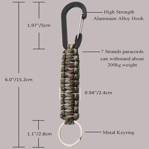 Paracord Keychain Carabiner for Men/Women, Heavy Duty Military Braided Key Chain Aluminum Key Clip for Keys，Camping，Hiking in Saudi Arabia