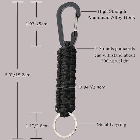Paracord Keychain Carabiner for Men/Women, Heavy Duty Military Braided Key Chain Aluminum Key Clip for Keys，Camping，Hiking in Saudi Arabia