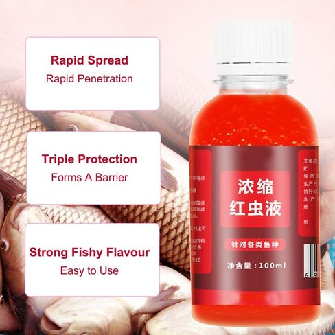 سائل صيد بالحبر الأحمر، جاذب للأسماك بطعم الدودة الحمراء، 100 مل، معزز لجذب إغراء الأسماك، جاذبات الأسماك برائحة الدودة الحمراء للطعوم، جاذب قوي للأسماك، طُعم سائل للدود الأحمر المركز in Kuwait