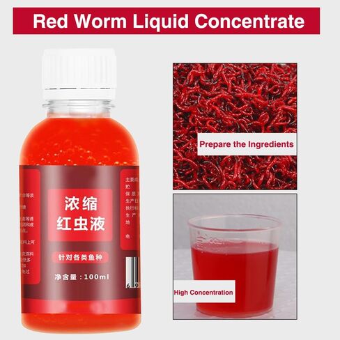 سائل صيد بالحبر الأحمر، جاذب للأسماك بطعم الدودة الحمراء، 100 مل، معزز لجذب إغراء الأسماك، جاذبات الأسماك برائحة الدودة الحمراء للطعوم، جاذب قوي للأسماك، طُعم سائل للدود الأحمر المركز in Kuwait