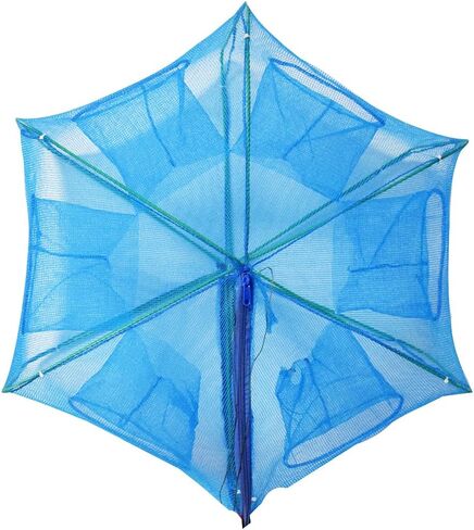 NA Fishing Bait Trap Net Blue Foldable Fishing Net Fish Trap Cast Net Dip Cage Hexagonal Mesh Trap Net for Fish, Shrimp, Minnow, Crayfish, Crab, Crawdad Size: 6/8 Holes in Saudi Arabia