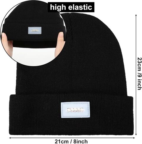 Syhood 4 Pieces Christmas Unisex 5 Led Knitted Winter Flashlight Beanie Cap Knit Men Headlamp Hat in Saudi Arabia