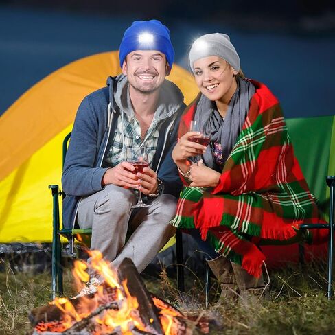 Syhood 4 Pieces Christmas Unisex 5 Led Knitted Winter Flashlight Beanie Cap Knit Men Headlamp Hat in Saudi Arabia