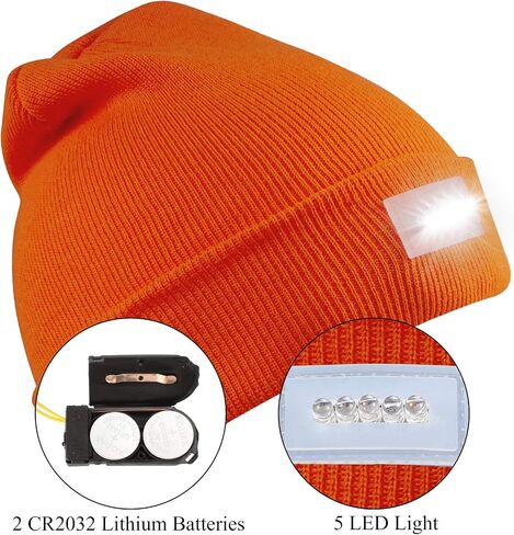 Syhood 4 Pieces Christmas Unisex 5 Led Knitted Winter Flashlight Beanie Cap Knit Men Headlamp Hat in Saudi Arabia