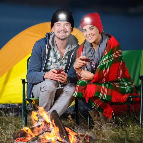 Syhood 4 Pieces Christmas Unisex 5 Led Knitted Winter Flashlight Beanie Cap Knit Men Headlamp Hat in Saudi Arabia