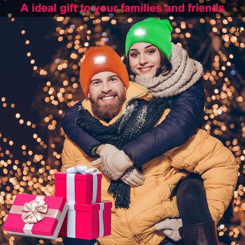 Syhood 4 Pieces Christmas Unisex 5 Led Knitted Winter Flashlight Beanie Cap Knit Men Headlamp Hat in Saudi Arabia