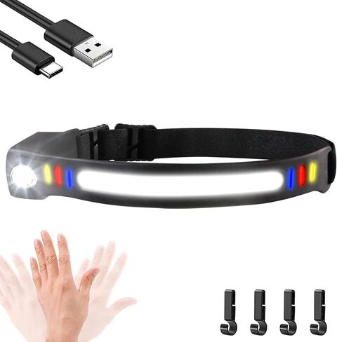 LED Headlamp Rechargeable, 230° COB Super Bright Head Lights for Forehead, Hard hat Light for Adults, USB C Headband Flashlight for Work,Hunting,Fishing,Hiking, Camping Essentials Gear in Saudi Arabia