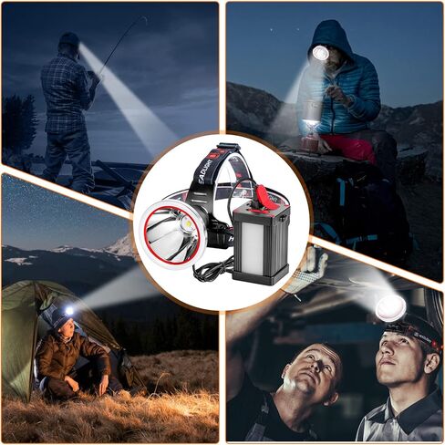 Superbright Bright LED Headlamp Powerful Portable Rechargeable Headlight Flashlight with External Side Light for Camping Biking Hunting Fishing (Yellow Light) in Saudi Arabia