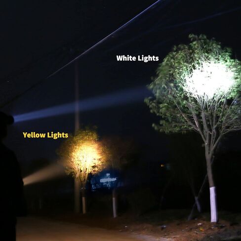 Superbright Bright LED Headlamp Powerful Portable Rechargeable Headlight Flashlight with External Side Light for Camping Biking Hunting Fishing (Yellow Light) in Saudi Arabia