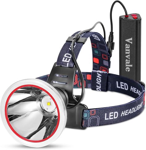 مصباح أمامي LED عالي الطاقة قابل لإعادة الشحن، مصباح رأس مقاوم للماء IPX4 مع شاحن، مصباح صيد طويل الأمد للغاية للجري والصيد والتخييم وفي الهواء الطلق وانقطاع طاقة العواصف (الضوء الأصفر) in Kuwait