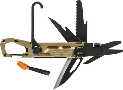 Gerber Gear Gear Stake Out 11-in-1 Multi-tool - 2.2" Plain Edge Blade, Tent Stake Puller, Carabiner Carry - EDC Gear and Equipment - Silver in Saudi Arabia