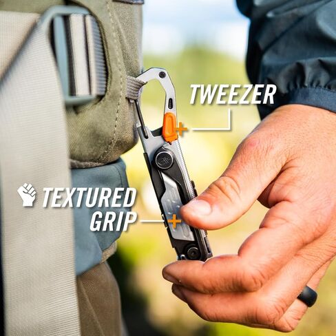 Gerber Gear Gear Stake Out 11-in-1 Multi-tool - 2.2" Plain Edge Blade, Tent Stake Puller, Carabiner Carry - EDC Gear and Equipment - Silver in Saudi Arabia