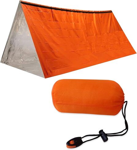 Emergency Survival Shelter Portable 2-Person Emergency Outdoor Tent Temporary Simple Sleeping Bag Warmth First Aid Blanket Can be Used as Survival Tent Emergency Warmth, Orange in Saudi Arabia